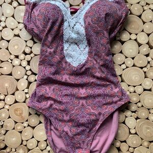 Bikini villages -Sundays Best -Elegant Pink Patterned One-Piece Swimsuit